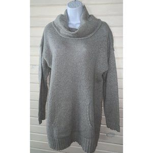 Lucky Brand Sz MEDIUM Gray Cowl Neck Nylon Wool Alpaca Pullover Sweater EUC